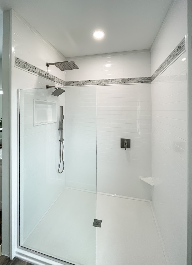 Shower Remodels Glass-enclosed shower remodel by AZ Fast Bath in the East Valley of Arizona