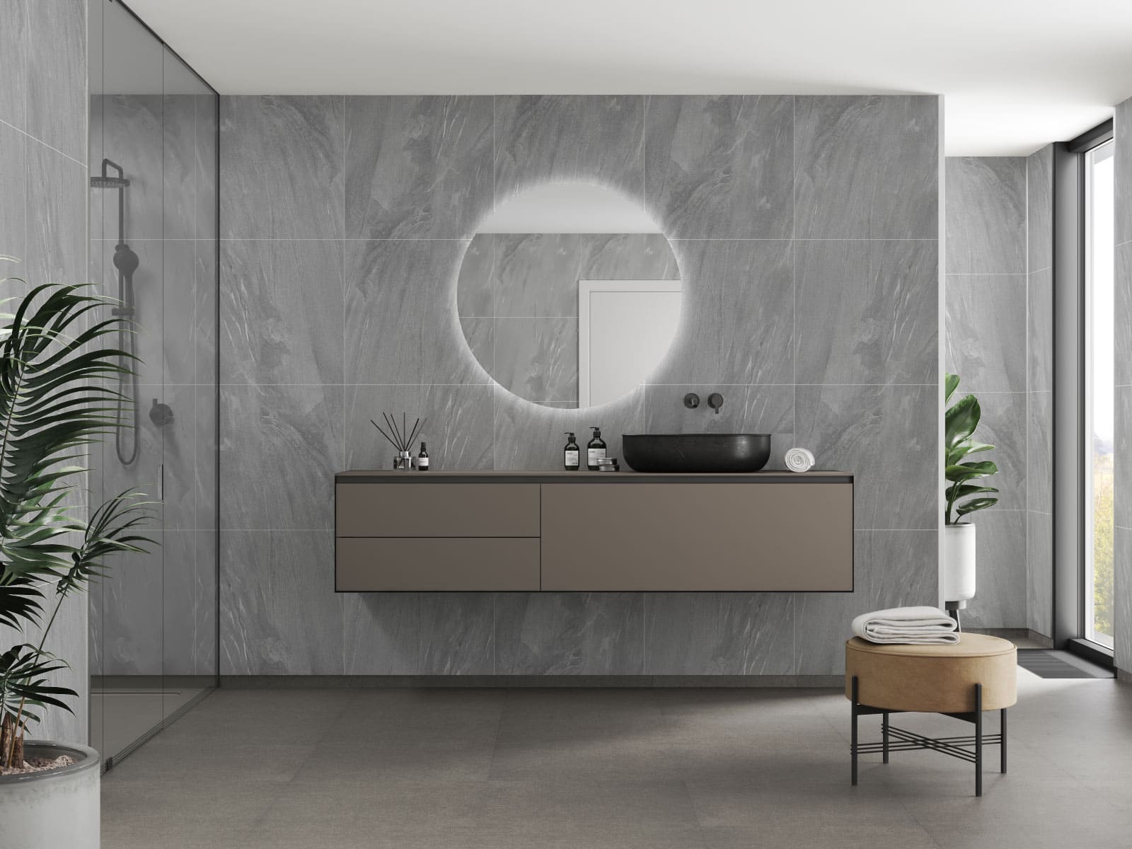az fast bath fibo grey stone shower