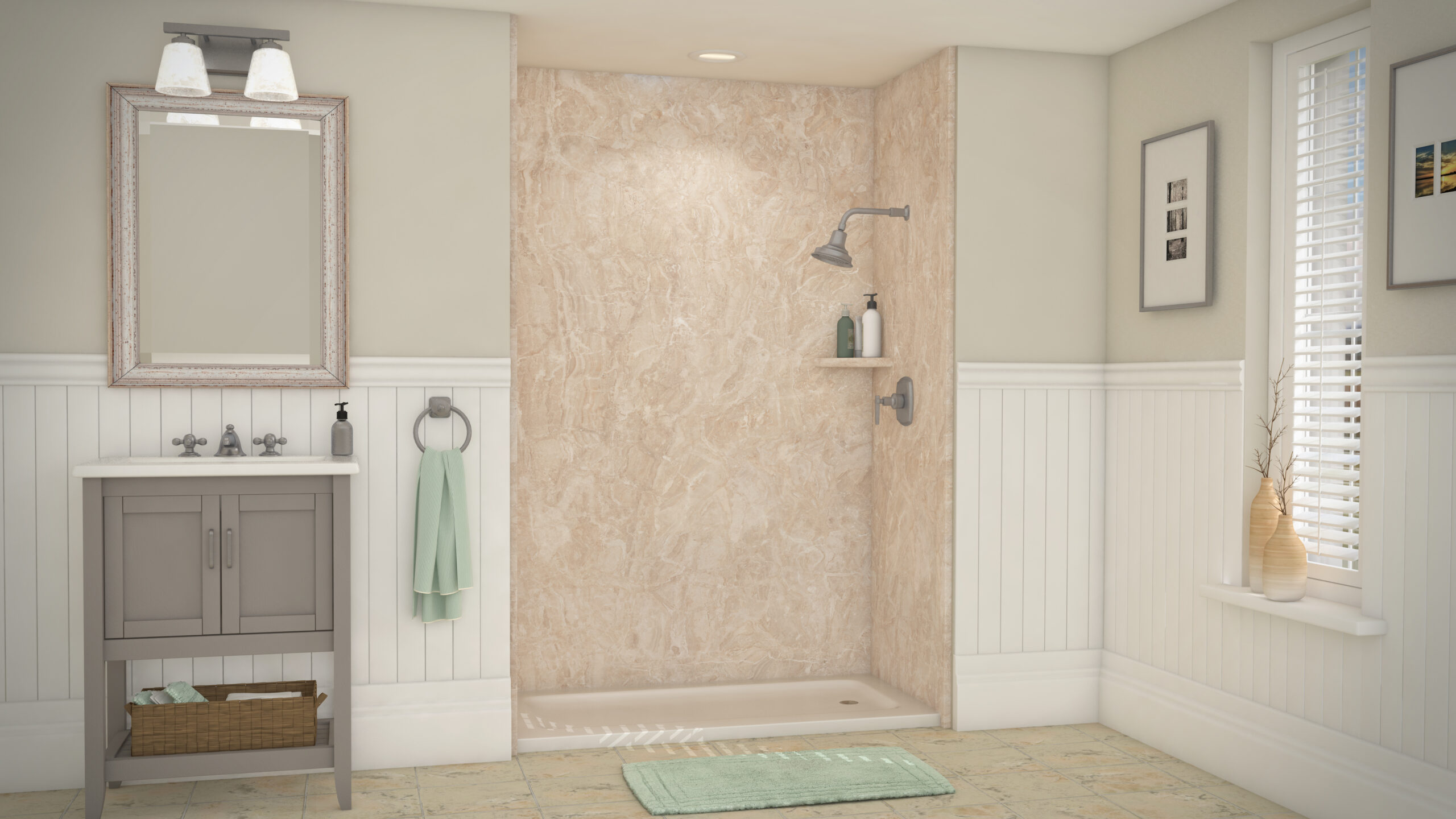 az fast bath signature alaskan ivory stone shower
