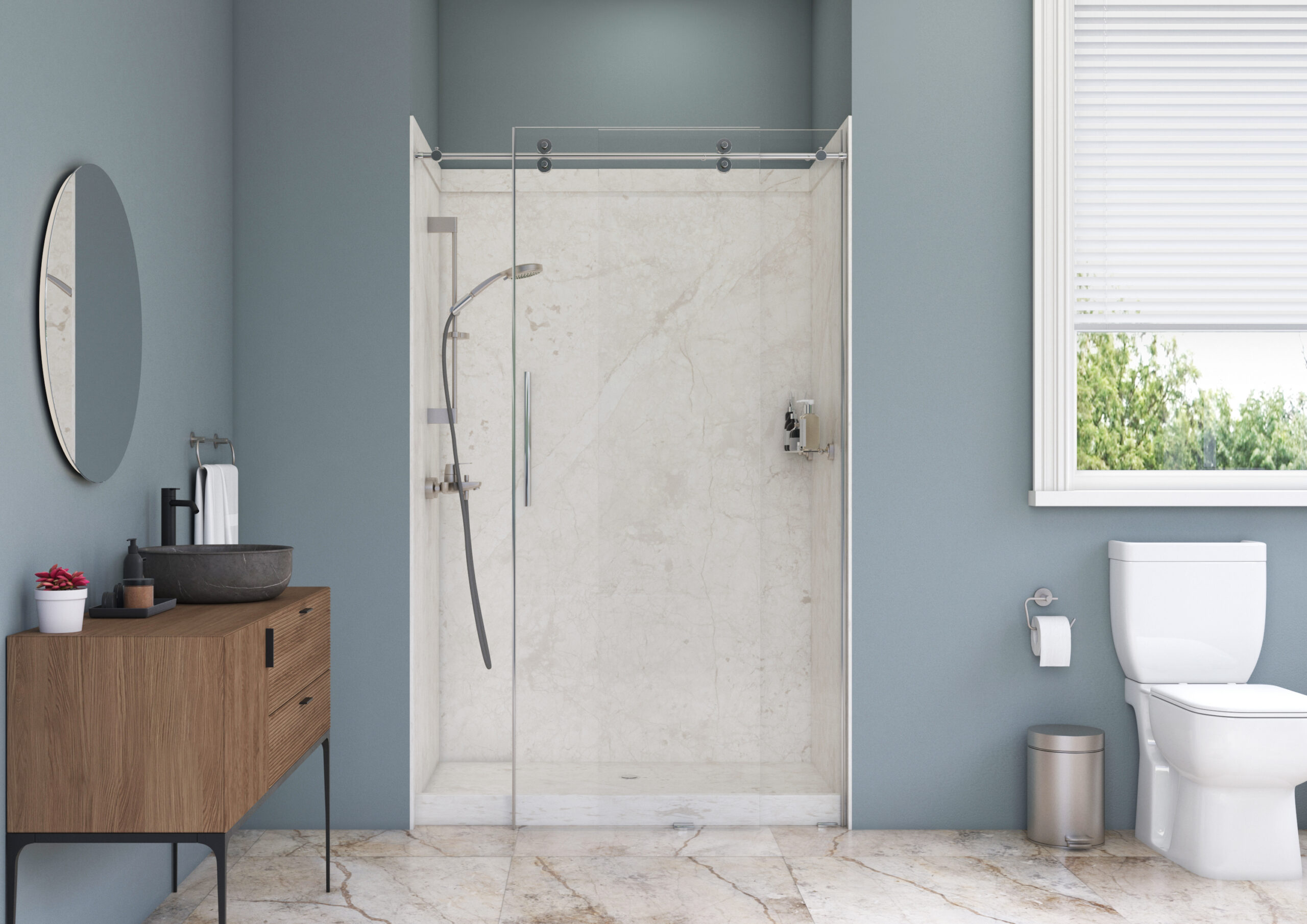 Bathtub Remodel in Arizona az fast bath signature botticino cream stone shower 2