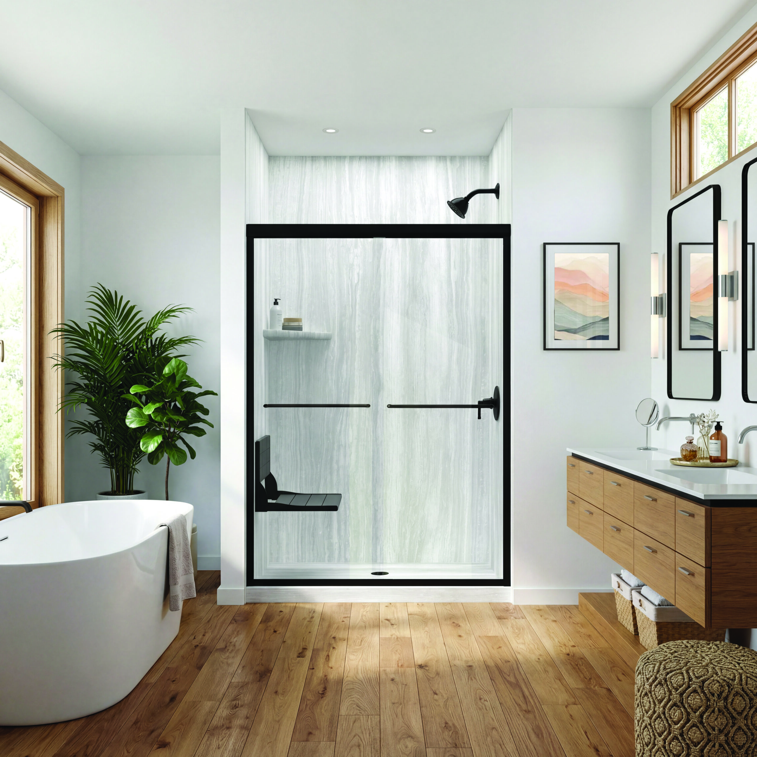 az fast bath signature veincut gray stone shower