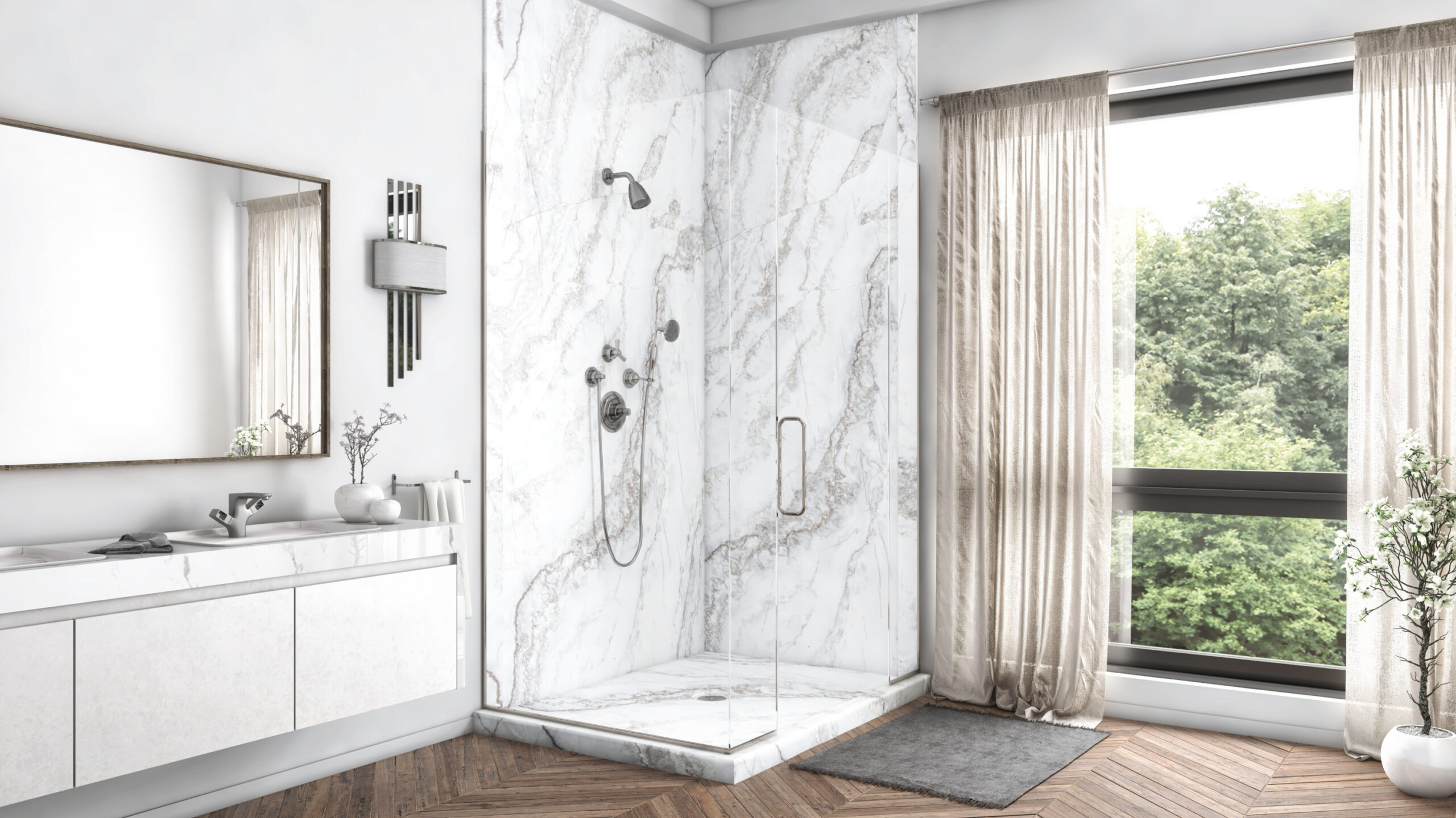 az fast bath signature white pearl stone shower